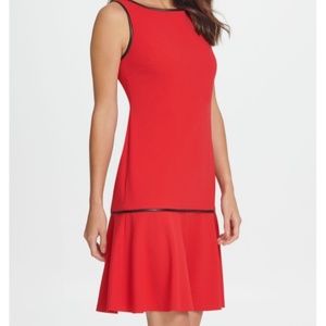 DKNY Piped Flounce Hem Sheath Dress